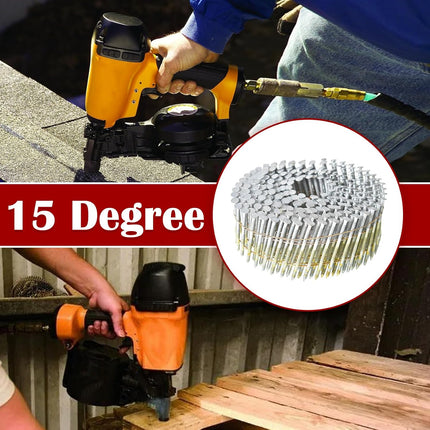 findmall 3600PCS 15° Wire Coil Roofing Nails Ring Shank Hot Dipped Galvanized 0.092"