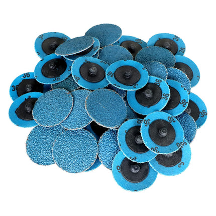 findmall 50Pcs 2 Inch 36 Grit Zirconia Alumina Roll Lock Sanding Grinding Discs for Die Grinder Surface Burr Rust Paint Polish