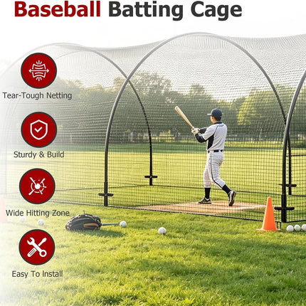 Findmall Softball Baseball Batting Cage, Practice Portable Cage Net for Backyard Batting Hitting Training with Carry Bag, 30ft x 13ft x 9ft
