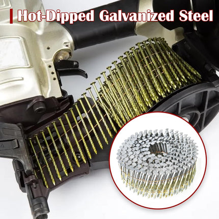 findmall 3600PCS 15° Wire Coil Roofing Nails Ring Shank Hot Dipped Galvanized 0.092"