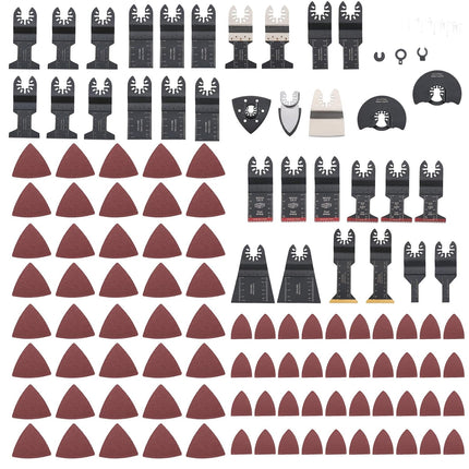Findmall Oscillating Tool Blades (116-Piece) Japanese Teeth, Bi-Metal Titanium, Semi-Circular HCS Saw Blade Wood/Metal/Plastic Cutter Set and Sandpaper