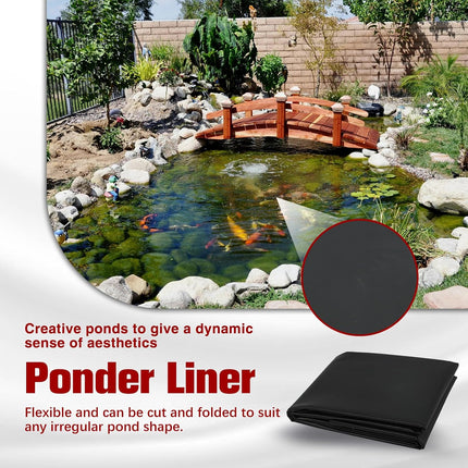Findmall HDPE Pond Liner, 20 Mil Black Pond Liner for Fish Ponds, Garden Ponds, Waterfalls, Raised Beds & Outdoor Water Features