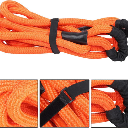 Findmall 1in x 20ft Power Recovery Rope with 2 Soft Shackles, Nylon N66 Double-Layer Weaving, 34000 Pounds Breaking Strength, 30% Elasticity Offroad Power Strap for Truck ATV UTV Tractor, Orange