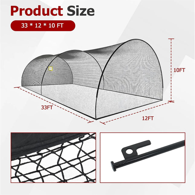 Findmall 33ft x 12ft x 10ft Baseball Batting Cage,with Carry Bag, Heavy Duty Softball Practice Portable Cage Net, for Backyard Batting Hitting Training
