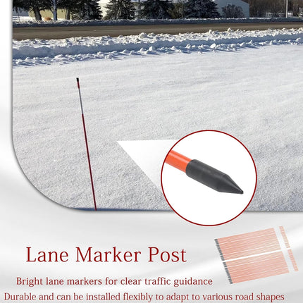 Findmall 100PCS 48inch Driveway Markers, 5/16 Diameter Snow Stakes, Orange Reflective Marker for Parking Lots, Walkways