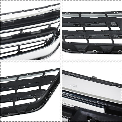 Findmall 2-Piece Chrome and Black Front Upper and Lower Grille Set Replacement for Impala 2014-2020