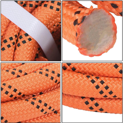 Findmall 1/2in x 220ft Strong Arborist Rigging Ropes, 48 Strands Braided Polyester Rope, for Towing, Swing, Camping, Clothes Drying, Orange and Black