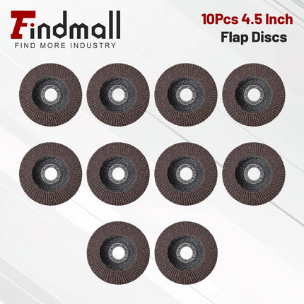 Findmall 10 PCS 4.5 Inch T27 Aluminum Oxide Flap Discs, 40/60/80 Grit Grinding Wheels with 7/8" Arbor for Angle Grinder Metal Polishing