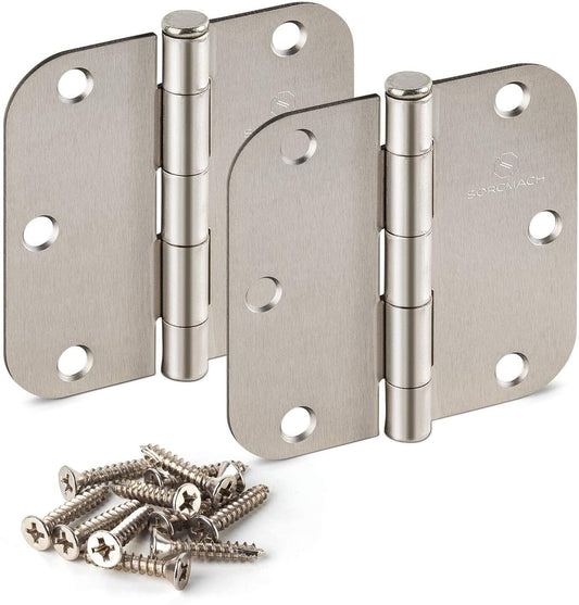 findmall 50 Pack Door Hinges Satin Nickel 3.5 Inch x 3.5 Inch 5/8 Radius Corner Hardware Controls