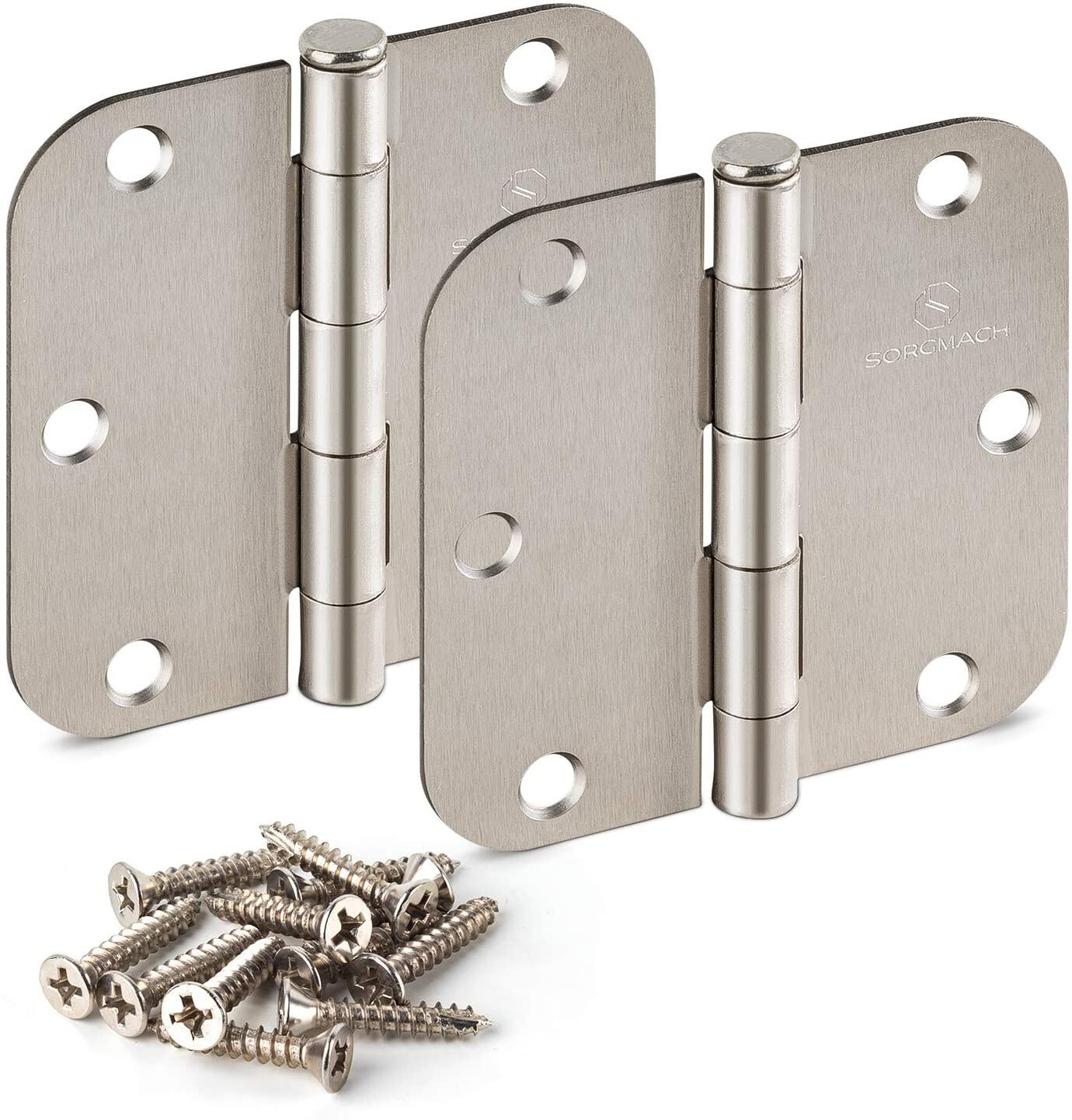 findmall 18 Pack Door Hinges Satin Nickel 3.5 Inch x 3.5 Inch 5/8 Radius Corner Hardware Controls