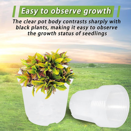 Findmall 36 Pack Clear Plastic Nursery Pots 6.7/5/4/3.5 Inch with Drainage Holes, Seedling Pots for Transplanting, Planting and Growing Flowers, Vegetables and Herbs