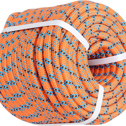 Findmall 1/2in 150ft Braided Rope 32 Strands Polyester Braided Line Replacemet for Swing Chair Swing Camping Tree Working Orange Blue Black