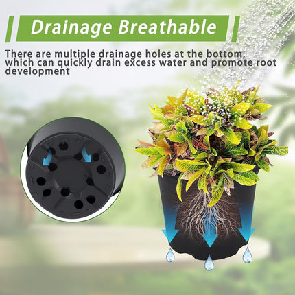 Findmall 100 Pack Plastic Nursery Pots, 5/6 Inch Black Seed Starting Pots with Drainage Holes, Round Plant Containers for Succulents Flowers Vegetables and Garden Plants