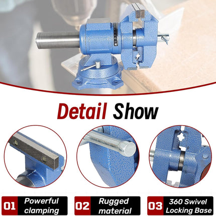 Findmall Heavy Duty Multi-Jaw Bench Vise with 360° Rotating Head and Swivel Base, Ductile Cast Iron Workbench Vise for Home Workshop and Industrial Clamping