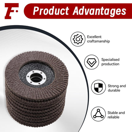 Findmall 10 PCS 4.5 Inch T27 Aluminum Oxide Flap Discs, 40/60/80 Grit Grinding Wheels with 7/8" Arbor for Angle Grinder Metal Polishing