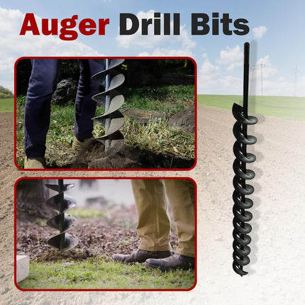 Findmall Auger Drill Bit, Earth Auger Bit for 3/8" Hex Drive Drill, 24 Inch Length Garden Planting Auger for Post Holes, Bulb Planting & Soil Digging