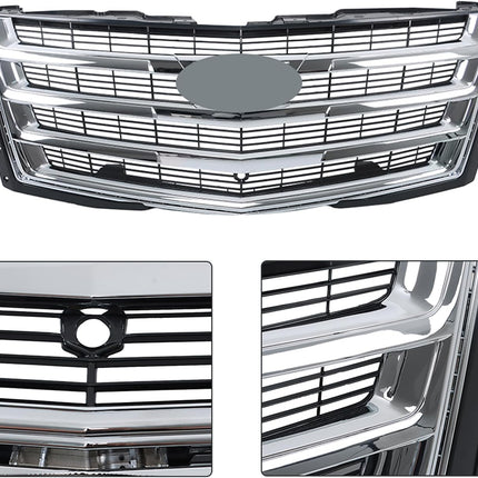 Findmall 3-Piece Front Bumper Grille Hood Molding and Lower Face Bar Kit Replacement for Escalade 2015-2020