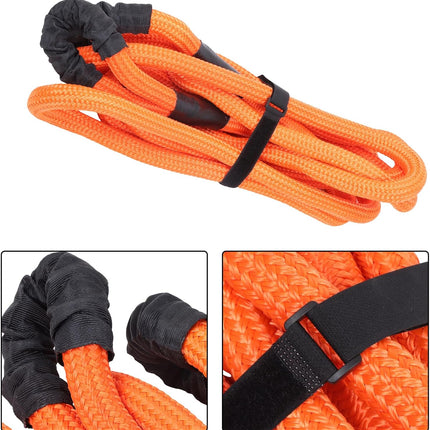 Findmall 1in x 20ft Power Recovery Rope with 2 Soft Shackles, Nylon N66 Double-Layer Weaving, 34000 Pounds Breaking Strength, 30% Elasticity Offroad Power Strap for Truck ATV UTV Tractor, Orange