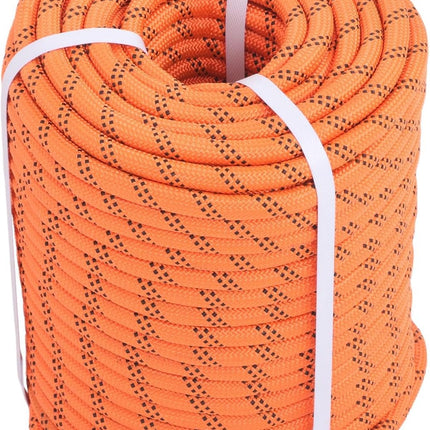 Findmall 1/2in x 220ft Strong Arborist Rigging Ropes, 48 Strands Braided Polyester Rope, for Towing, Swing, Camping, Clothes Drying, Orange and Black