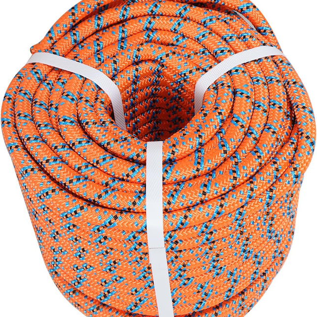 Findmall 1/2in 150ft Braided Rope 32 Strands Polyester Braided Line Replacemet for Swing Chair Swing Camping Tree Working Orange Blue Black