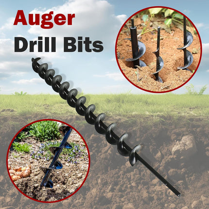 Findmall Auger Drill Bit, Earth Auger Bit for 3/8" Hex Drive Drill, 24 Inch Length Garden Planting Auger for Post Holes, Bulb Planting & Soil Digging