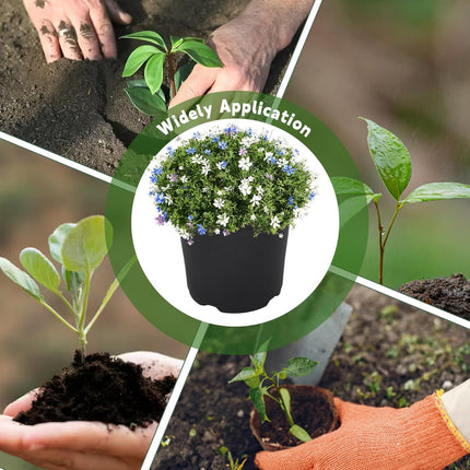 Findmall 100 Pack Plastic Nursery Pots, 5/6 Inch Black Seed Starting Pots with Drainage Holes, Round Plant Containers for Succulents Flowers Vegetables and Garden Plants