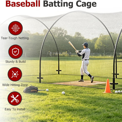 Findmall 33ft x 12ft x 10ft Baseball Batting Cage,with Carry Bag, Heavy Duty Softball Practice Portable Cage Net, for Backyard Batting Hitting Training