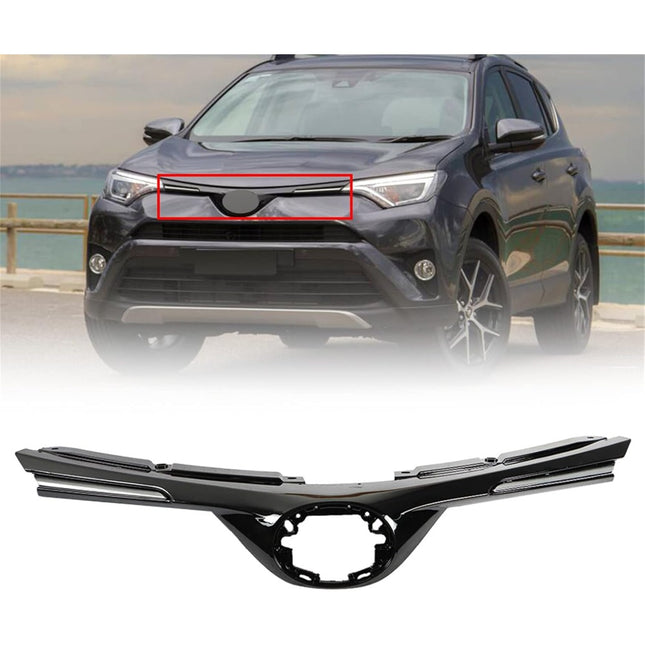 Findmall Front Upper Bumper Grille for 2016-2018 Toyota RAV4, Black