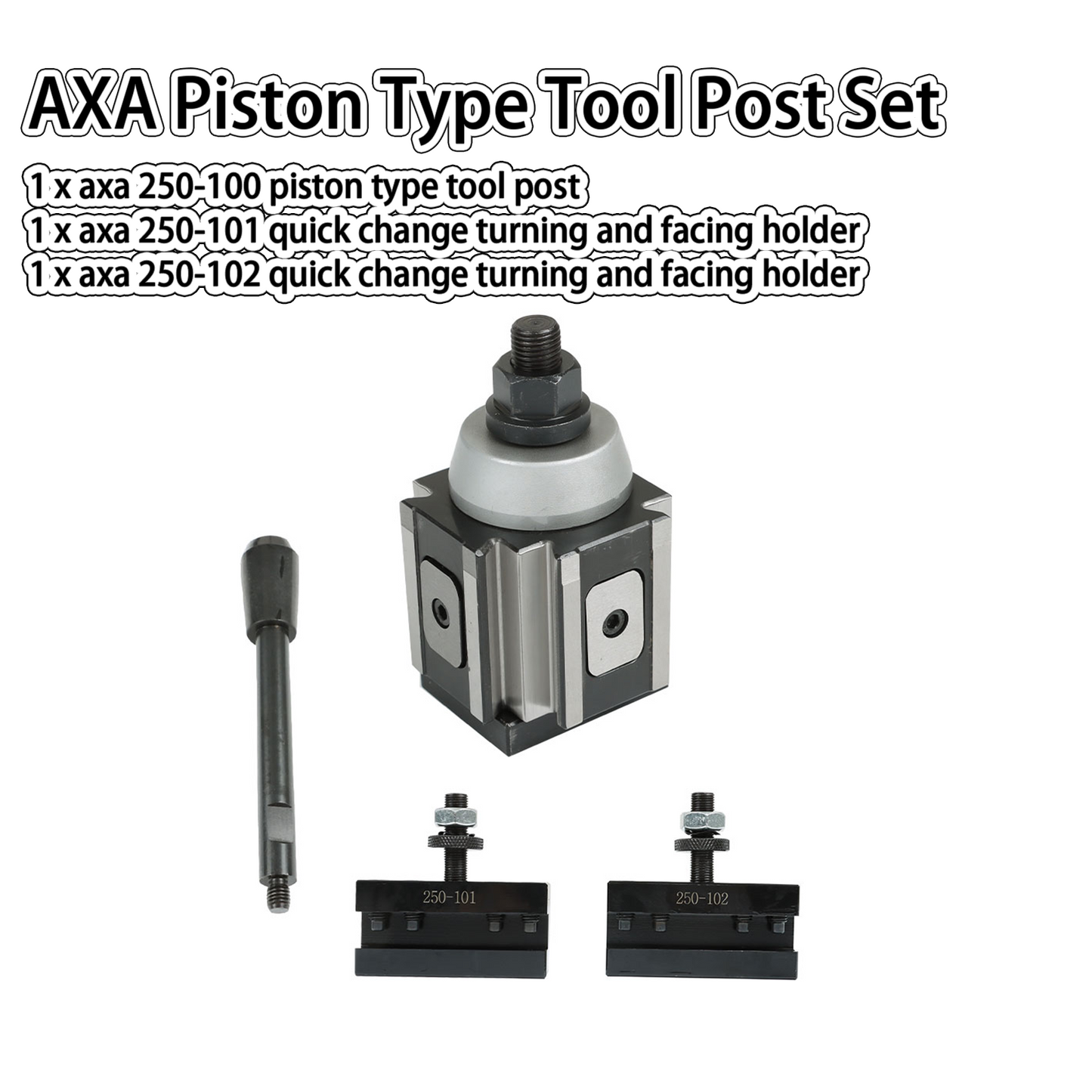 findmall 3Pcs AXA Piston Type Tool Post Set 250-100 Piston Type Tool Post 250-101, 250-102 Quick Change Turning and Facing Holder Fit for Lathe