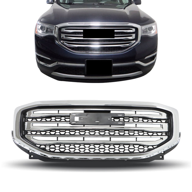 Findmall Black Front Upper Bumper Grille with Chrome Molding and Frame Replacement for Acadia 2017-2019 84431667