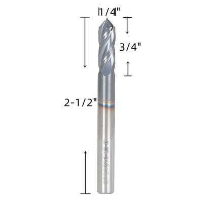 findmall 1/4 Inch Helix Carbide End Mill Tialn Coated 4 Flute 3/4 Inch Length of Cut Fit for Aluminum Cut Non-Ferrous Metal Upcut CNC Spiral Router Bit