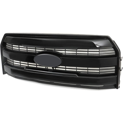 Findmall Front Upper Grille for 2015-2017 Ford F-150, Gloss Black, With Camera Hole