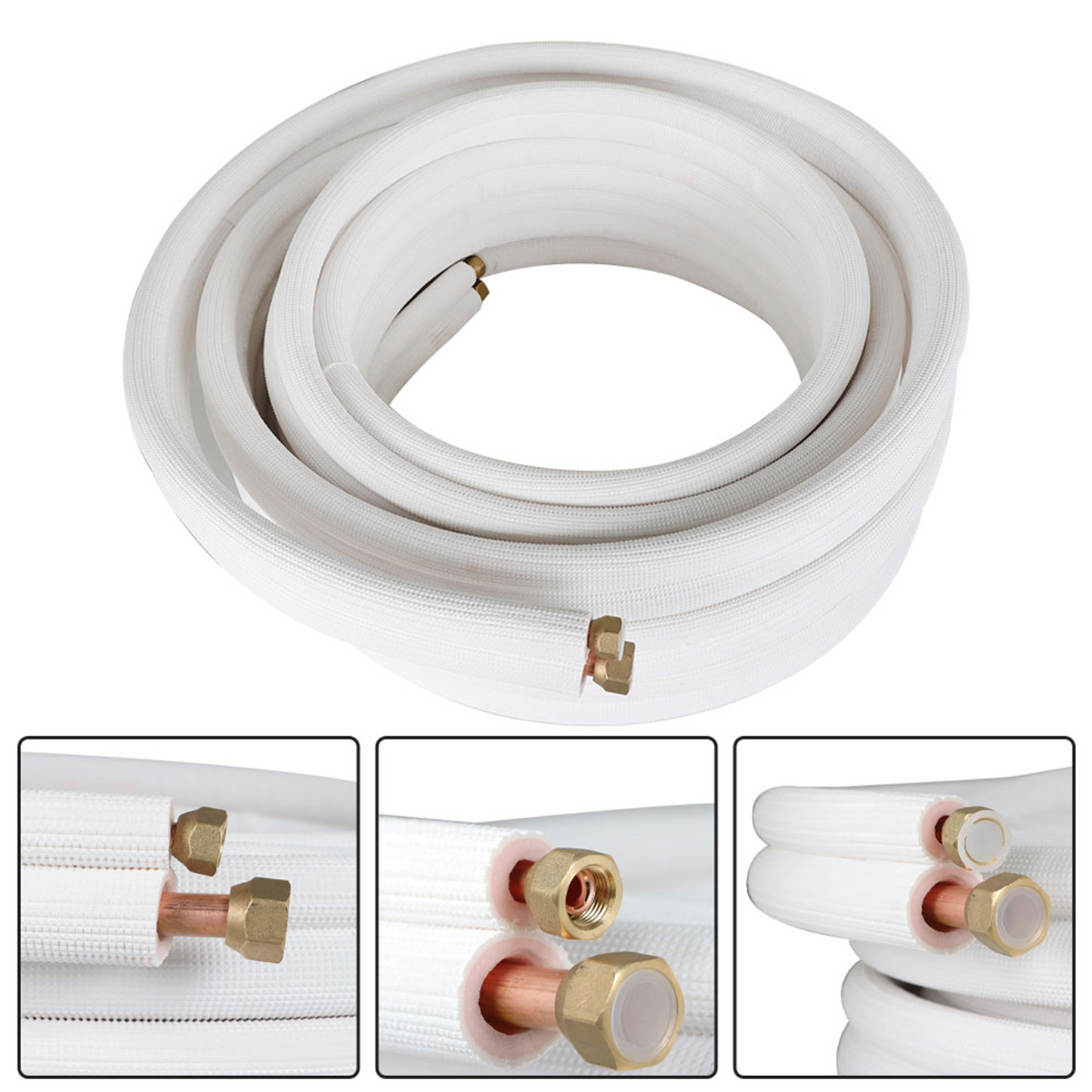 findmall 50FT Air Conditioning Copper Tubing Hose Extension 3/8" and 5/8" Twin Copper Hoses Insulated Copper Hoses Fit for Mini Split Air Conditioner