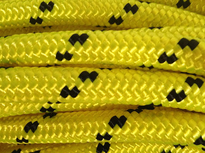 findmall 1/2 Inch Polyester Rope Double Braid Pulling Ropes for Swing Tree Work Yellow 100 Feet