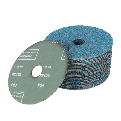 findmall Abrasives 25Pcs Fiber Disc 5 Inch Zirconia Resin Fiber Grinding and Sanding Discs 7/8 Inch Center Hole 24 Grit