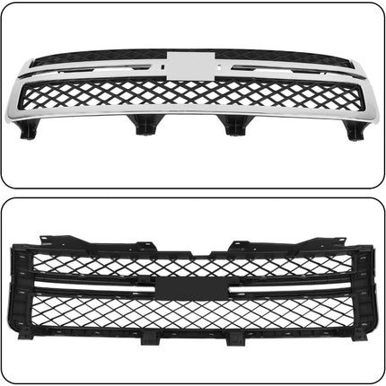 Findmall 3-Piece Chrome Front Bumper Grille and Hood Molding Trim Kit Replacement for Silverado 2500HD and 3500HD 2011-2014 20966058 20963700