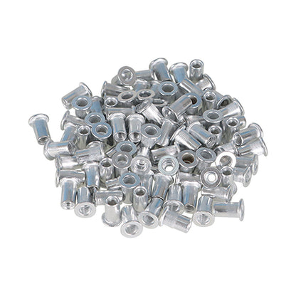 findmall 100Pcs Rivet Nuts Kit 10-24 UNC Aluminum Flat Head Threaded Rivet Nut Insert Nutsert Rivet Nuts Assortment Kit