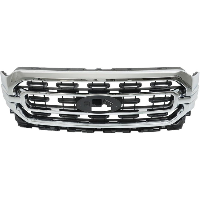 Findmall Chrome and Black Front Upper Bumper Grille Replacement for F-150 2021-2023 ML3Z-8200-DA