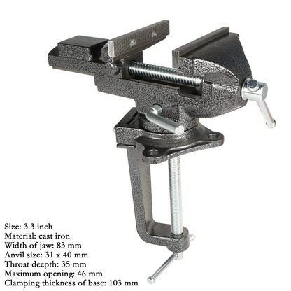 findmall 3.3 Inch Multi-Functional Combined Vise Dual-Purpose Bench or Table Vise Multifunctional Jaw Universal Rotate 360 Degree Work Clamp Portable Home Clamp On Vise