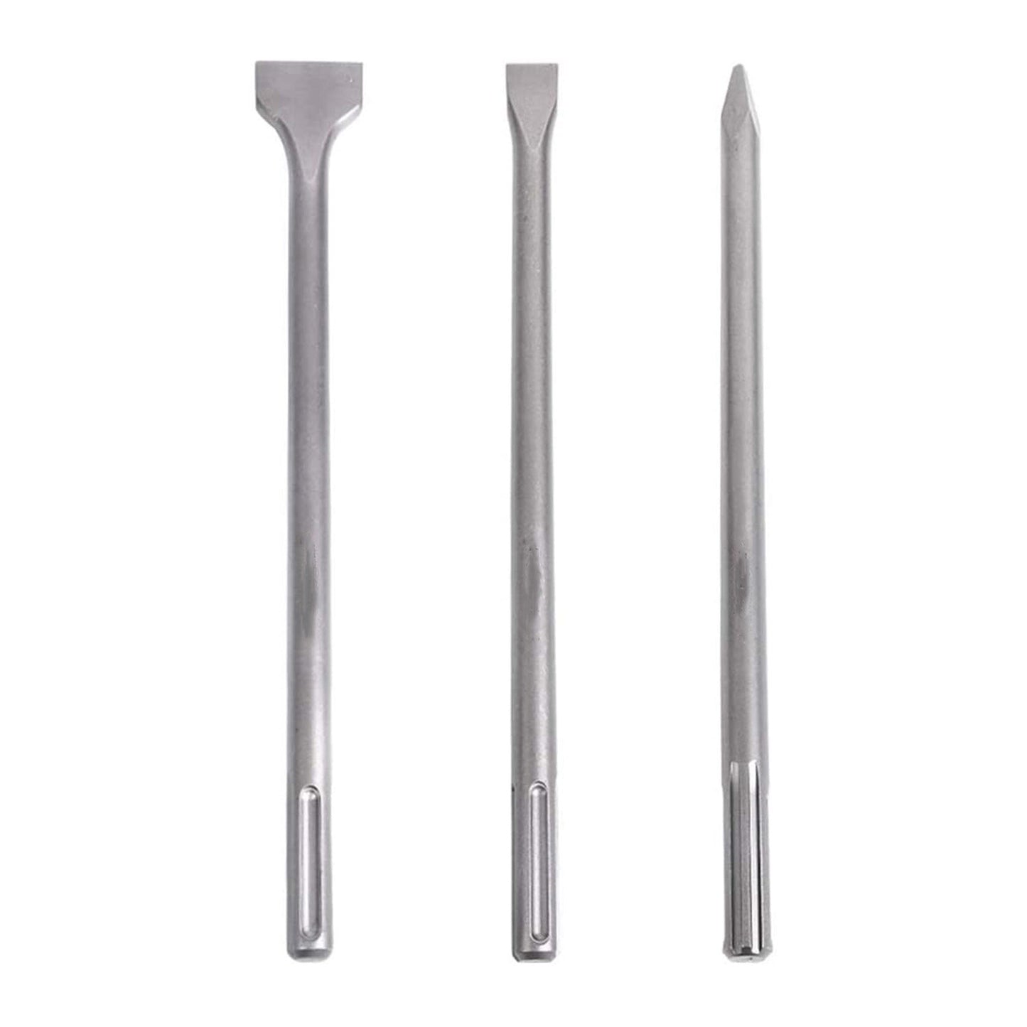 findmall 16 Inch Chisel Set Drill Bits Set, 3Pcs Including Flat Chisel, Point Chisel and Scaling Chisel