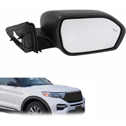 Findmall Right Passenger Side Power Heated Side View Mirror w/Blind Spot Detection Textured Puddle Lamp 8-Pins