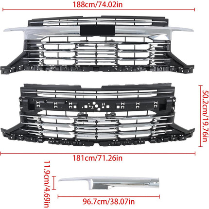 Findmall Chrome Front Upper Grille Molding Trim Replacement for Tahoe LT and Premier 2025-2026 85775022