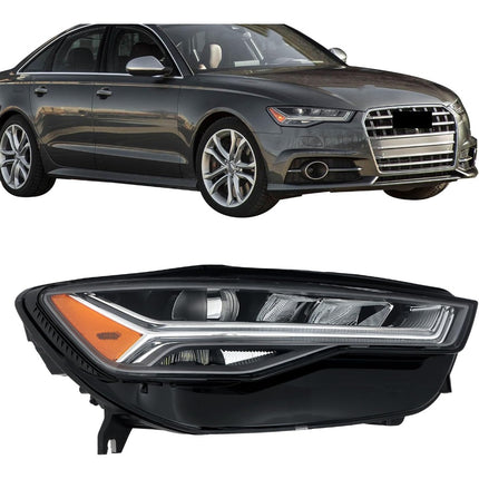 Findmall Passenger Side Headlights Assembly with DRL Replacement for A6 S6 2016-2018 Housing Black Lamp RH 1PC 4G0941774K