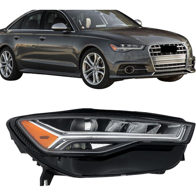Findmall Passenger Side Headlights Assembly with DRL Replacement for A6 S6 2016-2018 Housing Black Lamp RH 1PC 4G0941774K