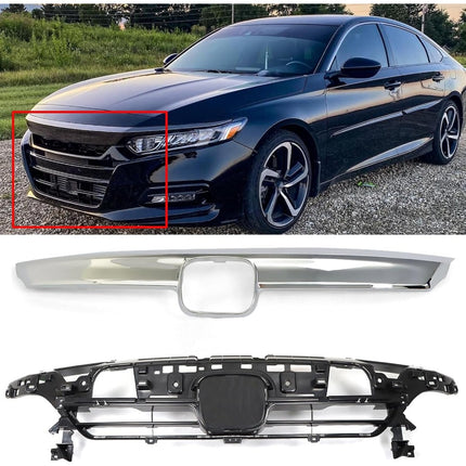 Findmall Front Upper Grille and Chrome Trim Kit for 2021-2022 Honda Accord, Black and Chrome