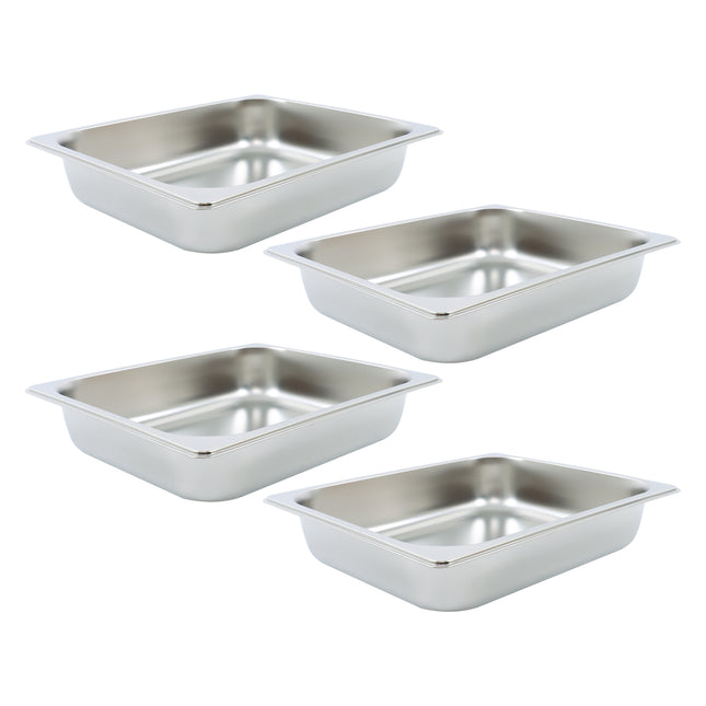 Findmall 4Pcs Half Size Hotel Pans 2.5 Inch Deep 1/2 Size Without Lids | Stainless Steel Steam Table Pan, for Steam Tables, Restaurants, Catering and Industrial Use