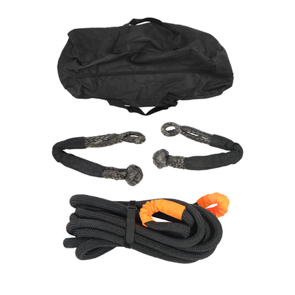 Findmall 1in x 30FT Kinetic Recovery Rope with 2 Soft Shackles, 34000 LBS Nylon N66 Double Braid Recovery Tow Rope, 30% Elastic Offroad Strap for Truck ATV UTV