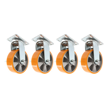 Findmall 4 Pack 6 Inch Polyurethane Swivel Caster Wheels, Plate Mount, Heavy Duty Replacement Casters for Carts, Workbenches & Industrial Equipment