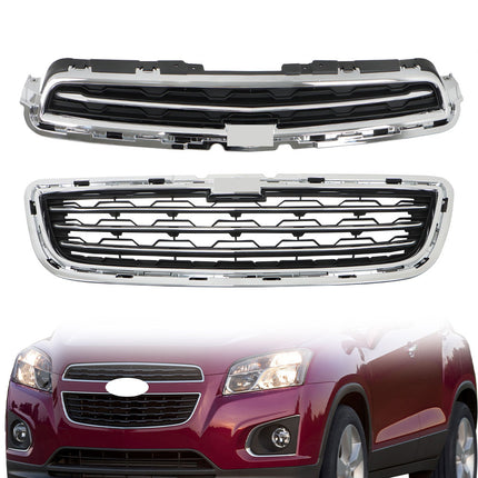Findmall 2-Piece Black Front Lower Inner Grille with Chrome Molding Replacement for Trax 2014-2016 GM1200727