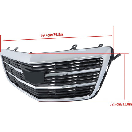 Findmall Chrome and Black Mesh Front Upper Bumper Grille Replacement for ATS 2016-2019